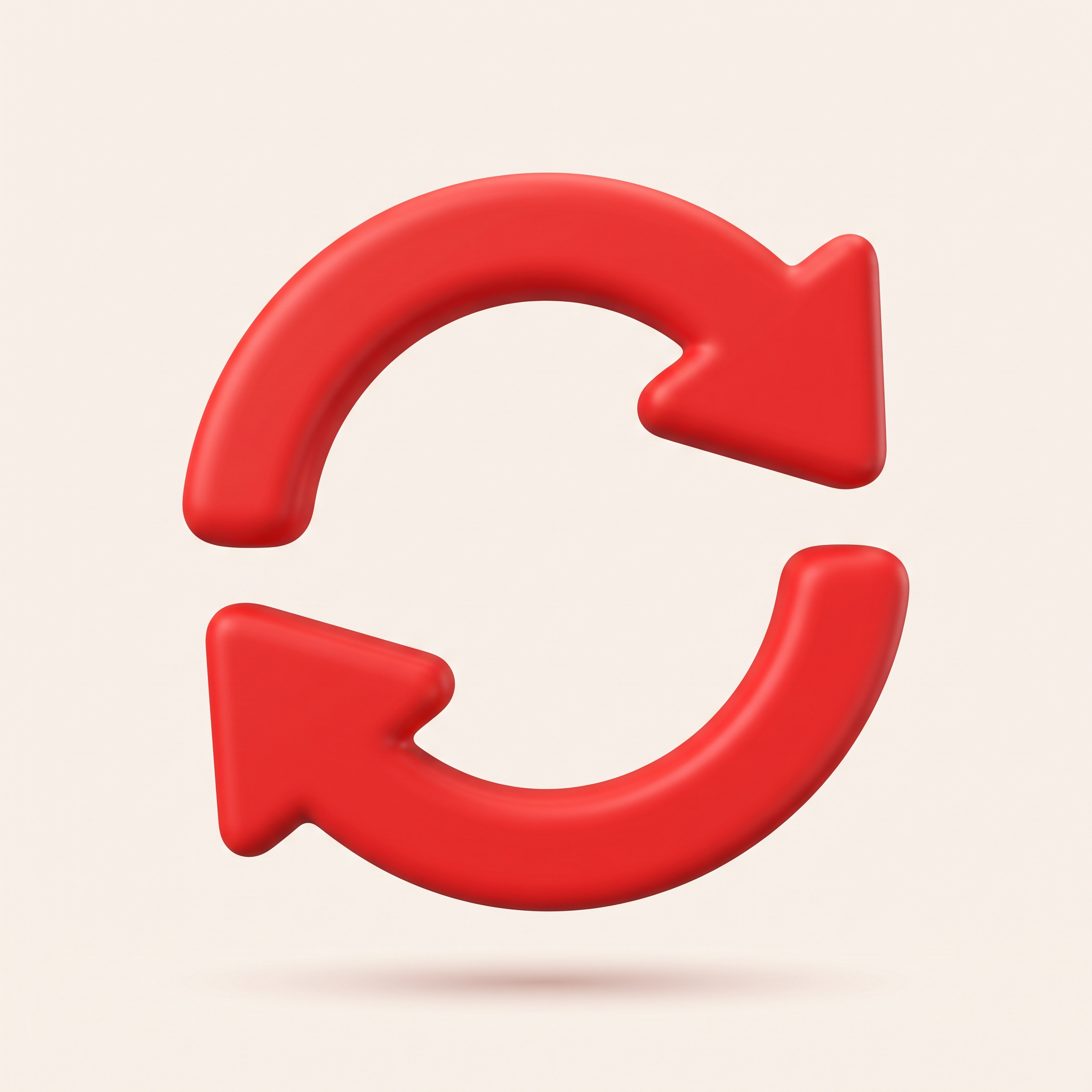 3D red circular refresh loop made of two arrows