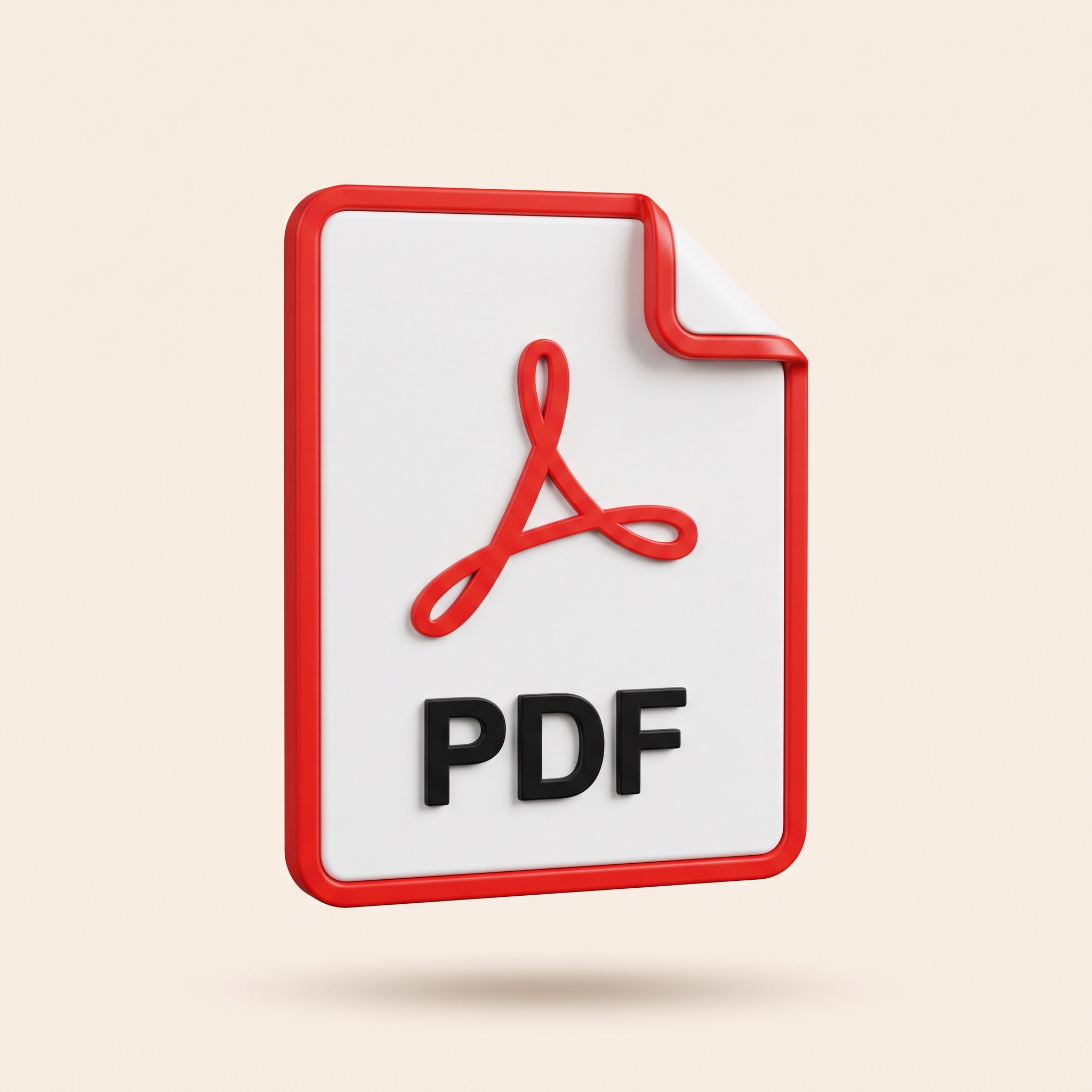 3D red and white PDF document