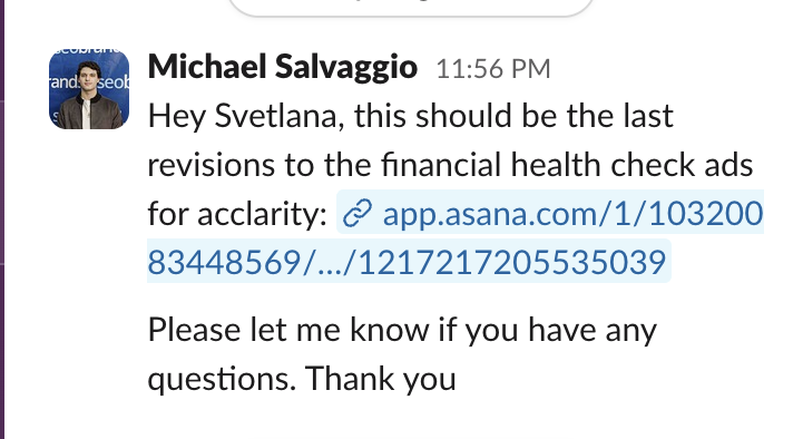 Client conversation screenshot